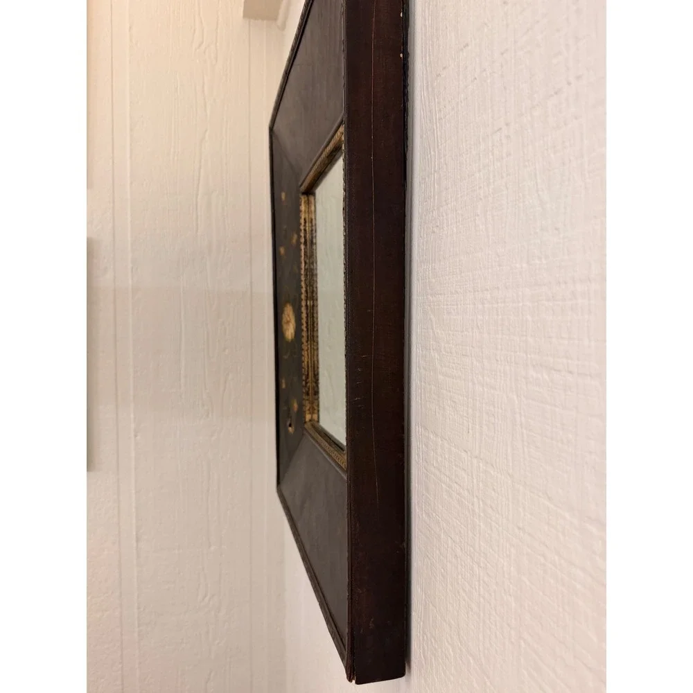 Floral Wall Mirror Misc OS Dark Brown Good Hand Painted Folk Art Decor